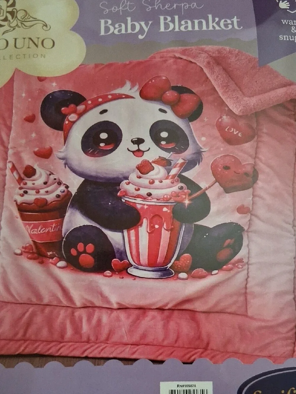 NWT Smiling Home Alice Pink Panda Toddler Plush Baby Blanket